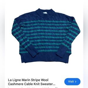 La Ligne Marin Striped Wool Cashmere Cable Knit Sweater